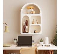 TUPAFJU Mobiletto a parete ad arco con ripiani, mensola espositiva sospesa bianca, organizer da parete per tazze da caffè, ideale per ingresso, bagno, cucina e soggiorno(Arched-L)