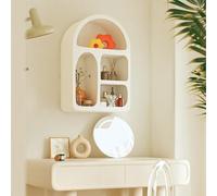 TUPAFJU Mobiletto a parete ad arco con ripiani, mensola espositiva sospesa bianca, organizer da parete per tazze da caffè, ideale per ingresso, bagno, cucina e soggiorno(Arched-S)