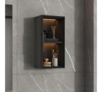 TUPAFJU Mobiletto da bagno a parete con anta in vetro, mobiletto porta spezie da cucina a parete, organizer per trucchi, armadietto per medicinali, per soggiorno(Dark gray,25x60x14CM/9.8x23.6x5.5in)