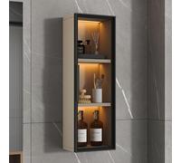 TUPAFJU Mobiletto da bagno a parete con anta in vetro, mobiletto porta spezie da cucina a parete, organizer per trucchi, armadietto per medicinali, per soggiorno(Cream,25x75x14CM/9.8x29.5x5.5in)