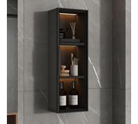 TUPAFJU Mobiletto da bagno a parete con anta in vetro, mobiletto porta spezie da cucina a parete, organizer per trucchi, armadietto per medicinali, per soggiorno(Dark gray,35x75x14CM/13.8x29.5x5.5in)
