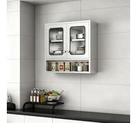 TUPAFJU Mobiletto da parete in acciaio inox con anta in vetro, mobiletti per il bagno, armadietto per medicinali, mobiletto da parete, organizer per utensili da cucina, per garage(80cm/31.4in)