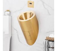 TUPAFJU Orinatoi a filo con sensore intelligente in acciaio inossidabile 304, orinatoio a parete per uomo a prova di fuoriuscita durante la notte, orinatoio per garage esterno, per bagno, hotel(Gold)