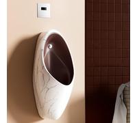 TUPAFJU Orinatoi a parete per uomo a prova di perdite durante la notte, orinatoio in ceramica con sensore automatico per uomo, per bagno, commerciale, hotel, garage, bar, esterno(Wine red)