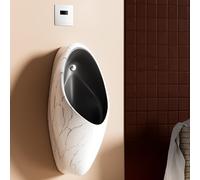 TUPAFJU Orinatoi a parete per uomo a prova di perdite durante la notte, orinatoio in ceramica con sensore automatico per uomo, per bagno, commerciale, hotel, garage, bar, esterno(Black)