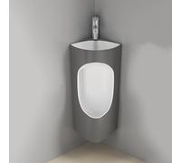 TUPAFJU Orinatoi angolari in ceramica con lavabo e rubinetto, orinatoi a parete per uomini a prova di fuoriuscita durante la notte, per bagno, commerciale, hotel, garage, bar, esterno(Gray)