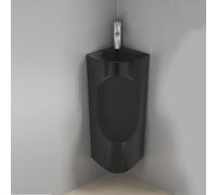 TUPAFJU Orinatoi angolari in ceramica con lavabo e rubinetto, orinatoi a parete per uomini a prova di fuoriuscita durante la notte, per bagno, commerciale, hotel, garage, bar, esterno(Black)