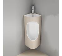 TUPAFJU Orinatoi angolari in ceramica con lavabo e rubinetto, orinatoi a parete per uomini a prova di fuoriuscita durante la notte, per bagno, commerciale, hotel, garage, bar, esterno(Cream)