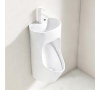 TUPAFJU Orinatoi commerciali in ceramica con lavabo e rubinetto estraibile per uomini, a prova di schizzi notturni, orinatoi per esterni, ideali per bagni, hotel, garage e bar(Manual flushing)