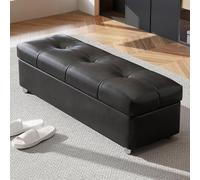 TUPAFJU Panca contenitore in similpelle marrone, con imbottitura trapuntata, ideale come panca da posizionare ai piedi del letto, poggiapiedi imbottito per camera da letto(Black Gray,100cm/39.4in)