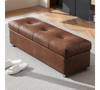 TUPAFJU Panca contenitore in similpelle marrone, con imbottitura trapuntata, ideale come panca da posizionare ai piedi del letto, poggiapiedi imbottito per camera da letto(Brown,120cm/47in)