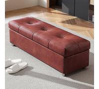 TUPAFJU Panca contenitore in similpelle marrone, con imbottitura trapuntata, ideale come panca da posizionare ai piedi del letto, poggiapiedi imbottito per camera da letto(Burgundy,160cm/62.9in)