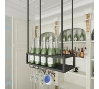 TUPAFJU Porta bicchieri sospesi，portabicchieri sospeso，mensole sospese soffitto,Portabottiglie Barra da soffitto(Black,60CM/23in)