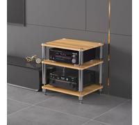 TUPAFJU Supporto multimediale AV a 1/2/3/4 livelli, mobiletto per giradischi,stereo con scaffalatura audiovisiva, mobiletto angolare audio-video, per Home Theater(3-layer,Walnut color)