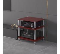 TUPAFJU Supporto multimediale AV a 1/2/3/4 livelli, mobiletto per giradischi,stereo con scaffalatura audiovisiva, mobiletto angolare audio-video, per Home Theater(3-layer,Wood color)