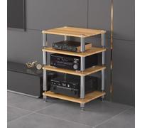 TUPAFJU Supporto multimediale AV a 1/2/3/4 livelli, mobiletto per giradischi,stereo con scaffalatura audiovisiva, mobiletto angolare audio-video, per Home Theater(4-layer,Walnut color)
