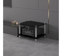 TUPAFJU Supporto multimediale AV a 1/2/3/4 livelli, mobiletto per giradischi,stereo con scaffalatura audiovisiva, mobiletto angolare audio-video, per Home Theater(2-layer,Black)