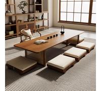 TUPAFJU Tavolino da caffè in noce con gambe in legno di rattan, tavolino basso per sedersi sul pavimento,avolino da caffè con pavimento in tatami giapponese(140cm/55.1in)