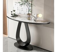 TUPAFJU Tavolo d'ingresso moderno in marmo dorato, tavolo consolle nero, tavolo da divano stretto decorativo, per ingresso, corridoio, soggiorno, ingresso(Black,80cm/35.4in)