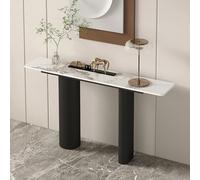 TUPAFJU Tavolo d'ingresso moderno in marmo nero, tavolo consolle bianco, tavolini da divano dorati, arredamento per la casa, per soggiorno, ingresso, corridoio(Black-3,150cm/59in)