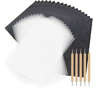 TUPARKA 150 fogli di carta di carbonio e carta da strato con 5 pezzi di penne per goffratura, strumenti per penna, carta di trasferimento in carbonio nera per la tracciatura su legno