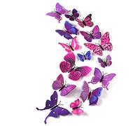TUPARKA 36 Pezzi Farfalla 3D Adesivi Parete Farfalle Decorazione Camera da Letto, Viola