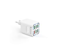 Tupneuf - Caricatore USB a 6 porte, con spina multipla QC 3.0 e spina USB-A, alimentatore di rete da 50 W, adattatore rapido per iPhone 16 15 14 Pro Max 13 12 11 SE 2020 XS XR 8 7, telefoni cellulari