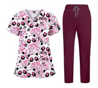 TUPOSTAR Camici per Donne, Divise Mediche, Top per Infermiere, Divise Ospedaliere, Abbigliamento da Lavoro per Adulti con Scollo A V E Stampa Carina, con Tasche,09,L