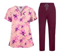 TUPOSTAR Camici per Donne, Divise Mediche, Top per Infermiere, Divise Ospedaliere, Abbigliamento da Lavoro per Adulti con Scollo A V E Stampa Carina, con Tasche,20,L