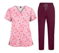 TUPOSTAR Camici per Donne, Divise Mediche, Top per Infermiere, Divise Ospedaliere, Abbigliamento da Lavoro per Adulti con Scollo A V E Stampa Carina, con Tasche,14,L