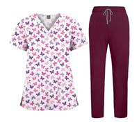 TUPOSTAR Camici per Donne, Divise Mediche, Top per Infermiere, Divise Ospedaliere, Abbigliamento da Lavoro per Adulti con Scollo A V E Stampa Carina, con Tasche,11,L