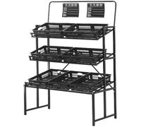 TUPOSTAR Espositore per Frutta E Verdura in Metallo Resistente con Vassoio, Ripiani Versatili, Resistente Scaffale da Cucina E Ufficio, per Dispensa, Snack, Mercati Agricoli,04,170cm