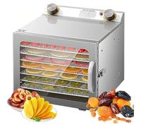 TUPOSTAR Essiccatore per Alimenti Commerciale, Essiccatore A 18 Vassoi, Grande capacità, Essiccatore Industriale in Acciaio Inox da 800 W, per Frutta, Erbe Aromatiche,Argento,8Tray