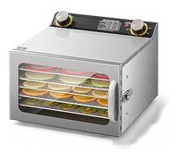 TUPOSTAR Essiccatore per Alimenti Commerciale, Essiccatore A 18 Vassoi, Grande capacità, Essiccatore Industriale in Acciaio Inox da 800 W, per Frutta, Erbe Aromatiche,Argento,6Tray