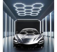 TUPOSTAR Luci Esagonali per Garage, Luci A LED A Nido d'Ape per Garage, 6500k Super Luminose, Sistemi di Illuminazione per Autolavaggio E Detailing, per Magazzino, Officina,03