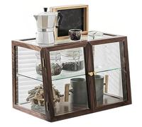 TUPOSTAR Mobile Dispensa A Doppio Strato, Vetrina in Legno per Oggetti Collezione, Vetrina Banco per Panetteria, Mobiletto per Conservare caffè, per Soggiorno, Sala da Pranzo,Trapezoidal