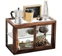 TUPOSTAR Mobile Dispensa A Doppio Strato, Vetrina in Legno per Oggetti Collezione, Vetrina Banco per Panetteria, Mobiletto per Conservare caffè, per Soggiorno, Sala da Pranzo,Square