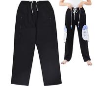 TUPOSTAR Pantaloni per Catetere per Uomo, Pantaloni per Sacca da Gamba per Catetere con Doppie Tasche con Cerniera, Pantaloni per Sacca per Urina,Double Pocket a,XL