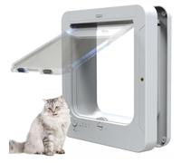 TUPOSTAR Porta per Gatti Intelligente, Porta per Animali Domestici A Batteria, Porta per Animali Domestici in ABS, per Un Accesso Sicuro agli Animali Domestici,Bianca