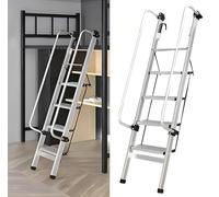 TUPOSTAR Scala per Letto A Castello in Alluminio, Scala da Soppalco Antiscivolo, con Pedali Larghi Pieghevoli E Antiscivolo, per Camper, Roulotte, Loft, Dormitori,Argento,5 Steps