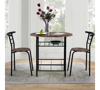 TUPOSTAR Set di Tavoli Rotondi Moderni, Set di Tavoli da Bar Salvaspazio per Cucina, Tavolo E Sedie per 2, con Struttura in Metallo E Supporto Integrato,01