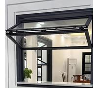 TUPOSTAR Sportello per Food Truck con Maniglia di Bloccaggio, Sportello di Servizio in Lega di Alluminio, con Vetro Temperato, Finestre Scorrevoli A Sollevamento Verticale,Nero,WxH:16x36in/41x91cm