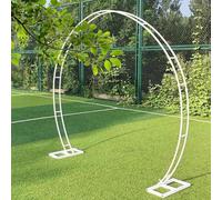 TUPOSTAR Supporto per Fondale Rotondo, Cornice per Arco di Palloncini, Grande Arco Nuziale in Metallo, per Decorazioni di Anniversario, Compleanno, San Valentino, Cerimonia,Bianca,3.2 * 2.8m