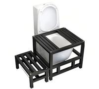 TUPOSTAR Telaio di Conversione per WC alla Turca con Poggiapiedi, Telaio con Design Ad Arco Rinforzato, con Cuscinetti Antiscivolo, Aiuto per La Transizione dal WC alla Turca,Nero,48cm