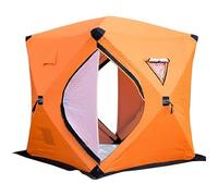 TUPOSTAR Tenda da Pesca sul Ghiaccio Isolata E A Scomparsa, Ice Shanty con Tessuto Oxford A 3 Strati, Riparo Portatile per La Pesca sul Ghiaccio, per Campeggio con Tempo Freddo,Arancia