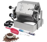 TUPOSTAR Tostatrice per caffè velocità Regolabile, Macchina per Tostare Il caffè con Bruciatore Gas, Macchina Elettrica per Chicchi di caffè, Torstitrice per Arachidi A Rulli,Argento