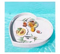 TUPOSTAR Vassoio Galleggiante per Piscina, Vassoio da Portata A Forma di Cuore, Vassoio Galleggiante per Colazione in Rattan, per Vasca Idromassaggio, Sorgenti Termali,Bianca,60cm