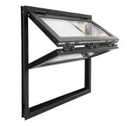 TUPOSTAR Vetrina Pieghevole per Concessioni con Vetro E Serratura, Finestra Scorrevole Verticale A Doppia Anta con Telaio in Alluminio, per Food Truck, Stand Gastronomici,Nero,WxH:22x36in/56x91cm