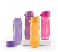 Tupperware Aquaslim - Borraccia in plastica con tappo a scatto, 500 ml, multicolore, set da 4