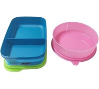 Tupperware Clevere Pause - Contenitore per il pranzo da 590 ml con divisorio + Signoraware Hitparade rotondo da 500 ml rosa con coperchio da appendere, set per il pranzo senza BPA, per scuola, asilo e